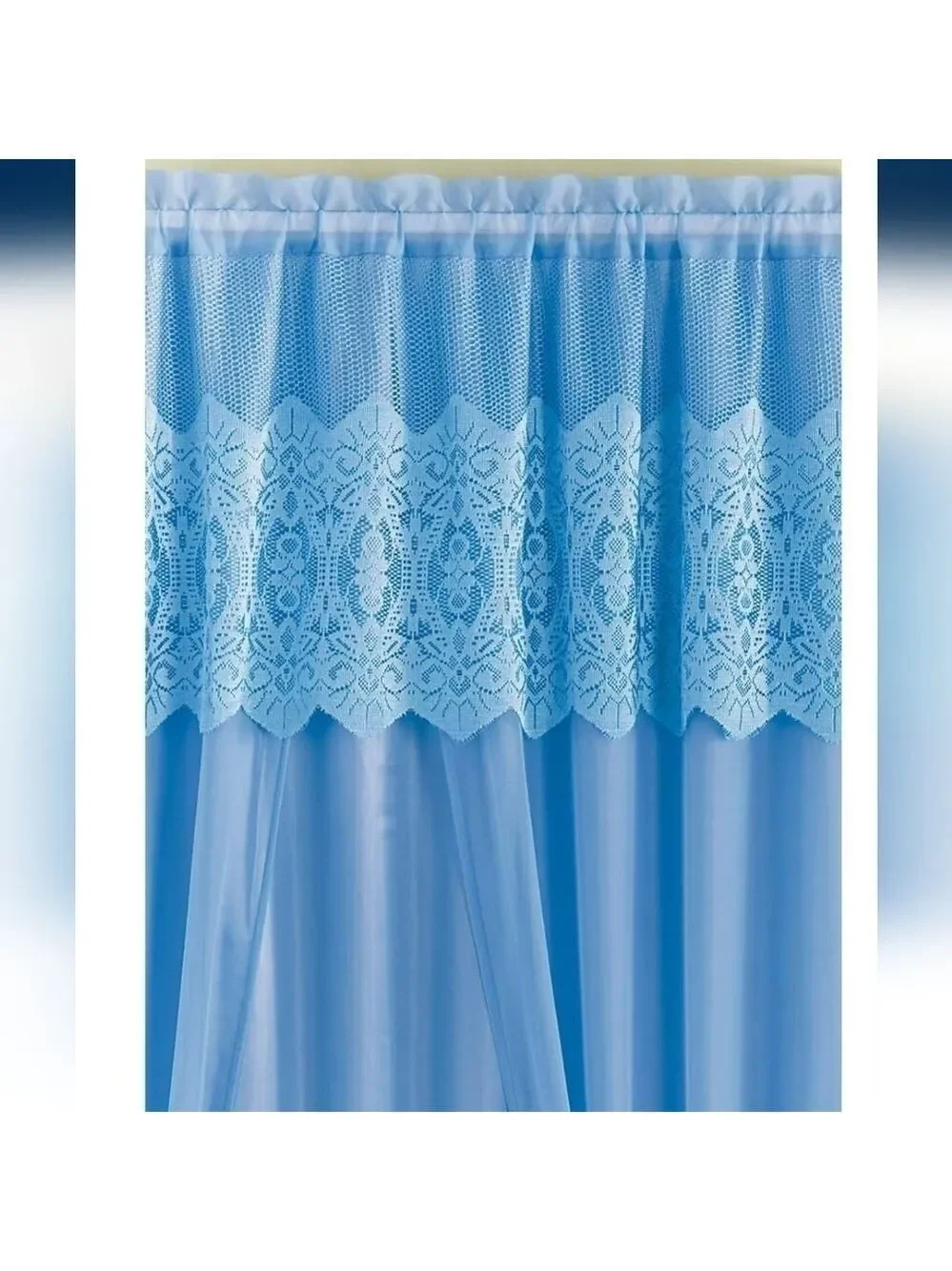 Joelle Blue Lace Curtains 1Pair NWT Size 54WX84L